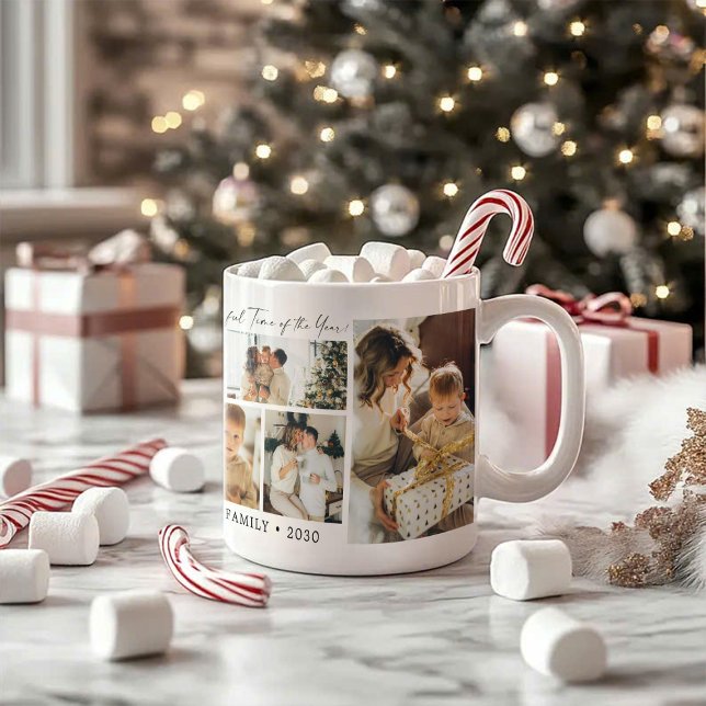 Simple Seven Photo Collage Christmas Coffee Mug (Créateur téléchargé)