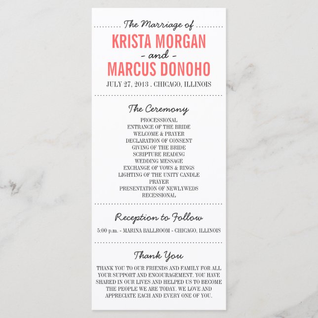 Simple Silhouettes Programme Mariage Rack Card-cst (Devant)