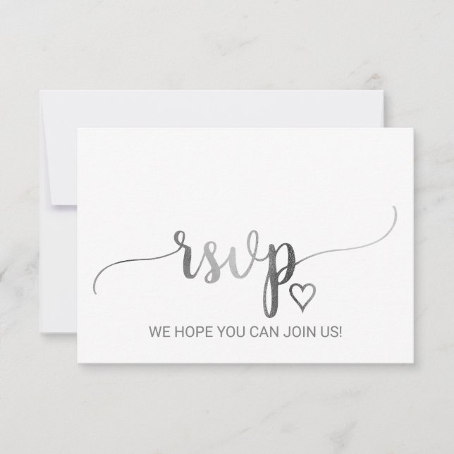 Simple Silver Calligraphy Website Carte RSVP (Devant)