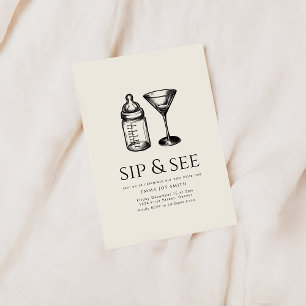 Simple Sip et voir Baby shower Invitation