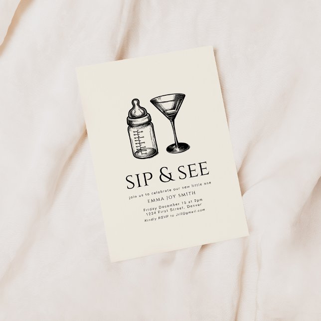 Simple Sip et voir Baby shower Invitation (Créateur téléchargé)