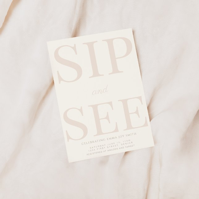 Simple Sip et voir Baby shower Invitation (Créateur téléchargé)