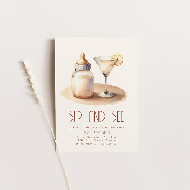 Simple Sip et voir Baby shower Invitation (Créateur téléchargé)