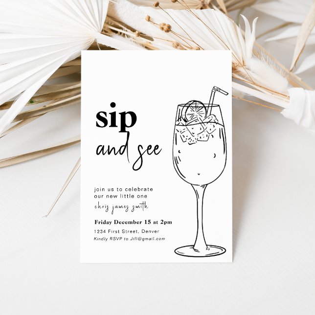 Simple Sip et voir Baby shower Invitation (Créateur téléchargé)