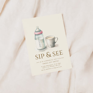 Simple Sip et voir Baby shower Invitation