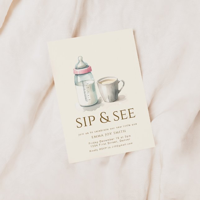 Simple Sip et voir Baby shower Invitation (Créateur téléchargé)