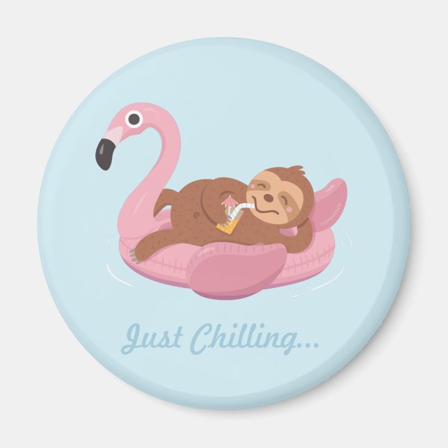 Simple Sloth Flamant Rose Magnet (Devant)
