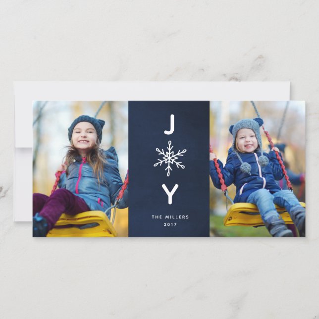 Simple Snowflake Joy Holiday 2 Carte photo (Devant)