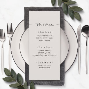Simple Solid Color Gardenia Off-White Wedding Menu