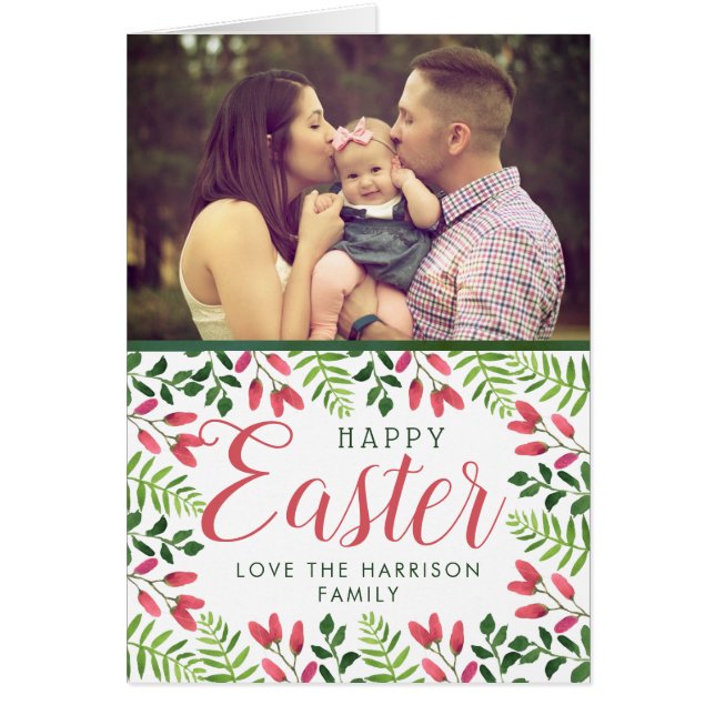 Simple Spring Blossom Custom Photo Happy Easter (Devant)