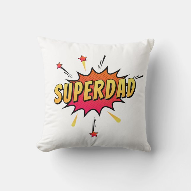 Simple Superdad Comique Retro Pop Art | Coussin dé (Recto)