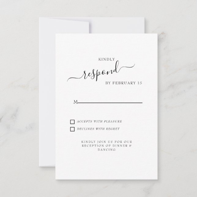 Simple Swash Blanc Mariage RSVP (Devant)