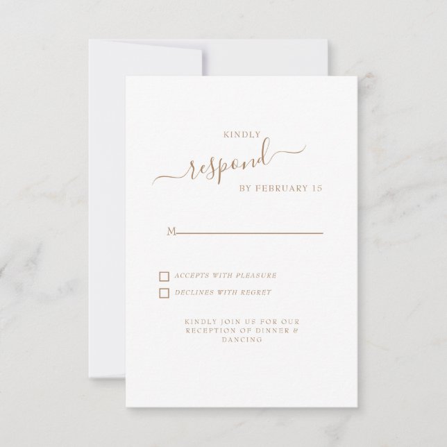 Simple Swash Gold Texte Blanc Mariage RSVP (Devant)