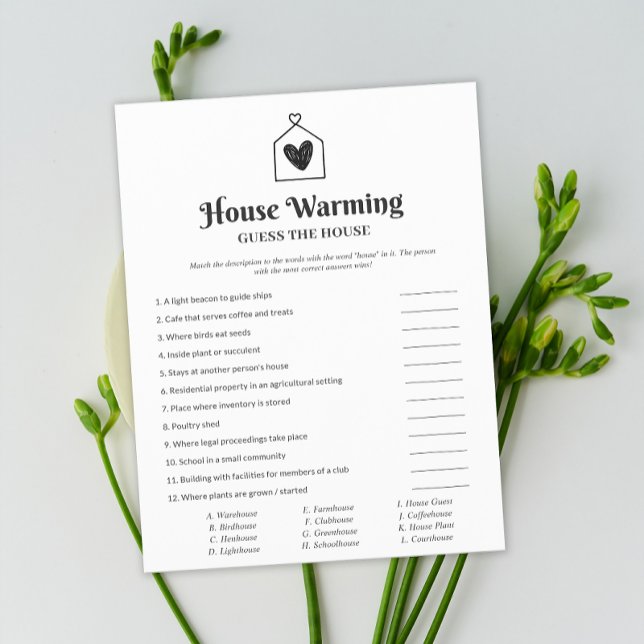 Simple Sweet Heart House jeu de fête de réchauffem (Simple Sweet Heart House Warming Party Game)