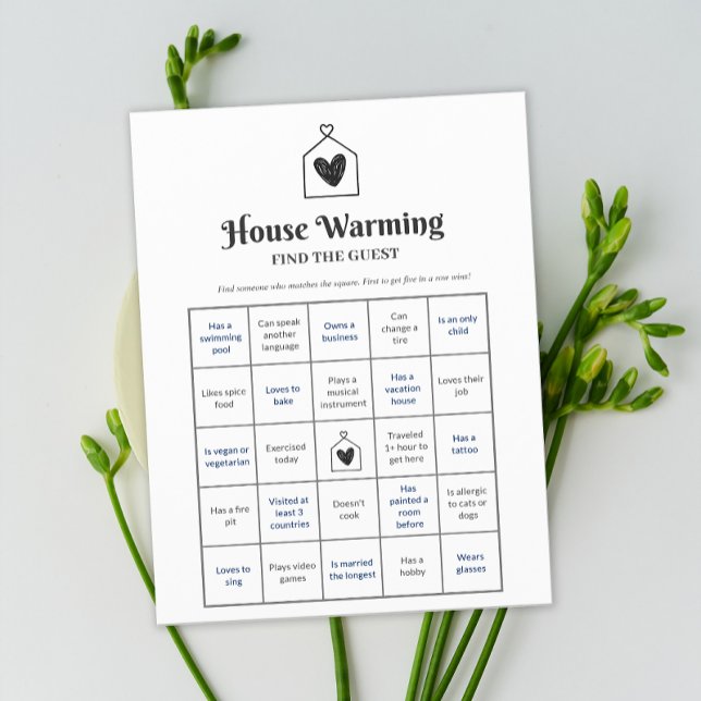 Simple Sweet Heart House Warming Party Jeu de Bing (Simple Sweet Heart House Warming Party Bingo Game)