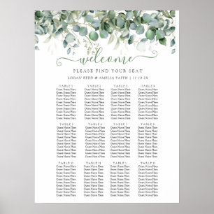 Simple tableau de mariage à la verdure d'eucalyptu