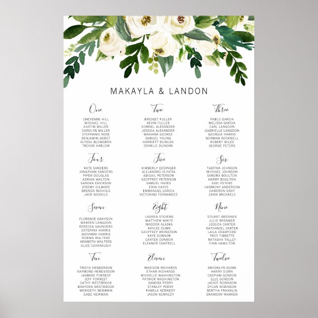 Simple tableau de mariage élégant à motif floral b (Devant)