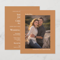 Simple Tan d'or BUDGET Mariage Photo Invitation