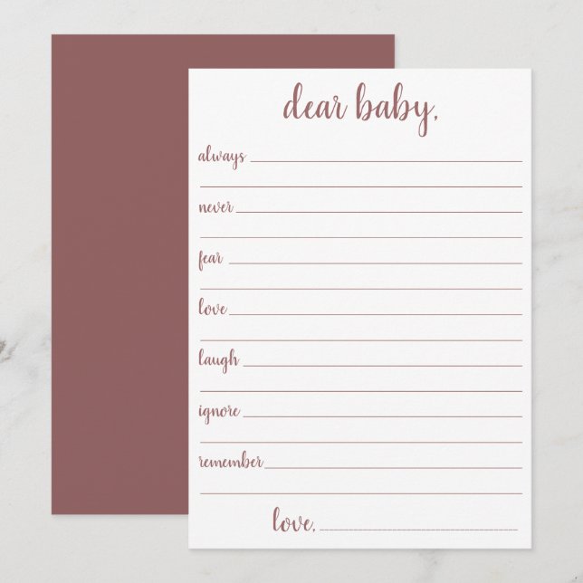 Simple Taupe Cher bébé | Carte de conservation Ros (Devant / Derrière)