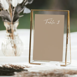 Simple Taupe Mariage moderne Numéro de table