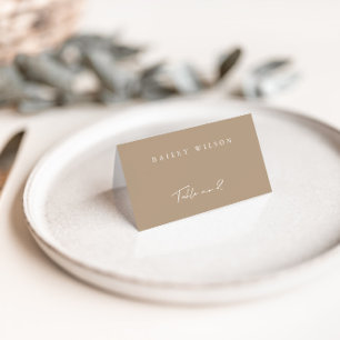 Simple Taupe Moderne Mariage Carte Place
