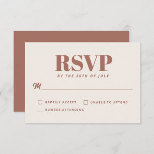 Simple Terracotta moderne minimaliste mariage RSVP