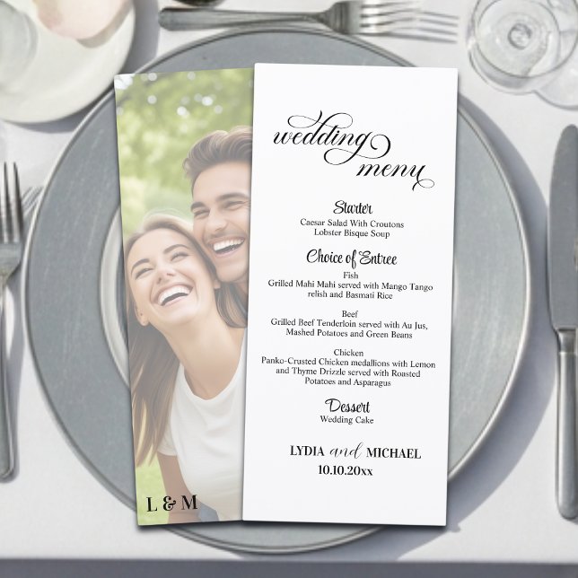 Simple Text Photo Overlay 4x9'' Wedding Menu (Créateur téléchargé)