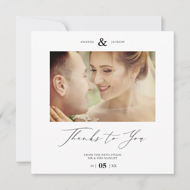 Simple Thanks To You Custom Photo Couple Wedding (Devant)