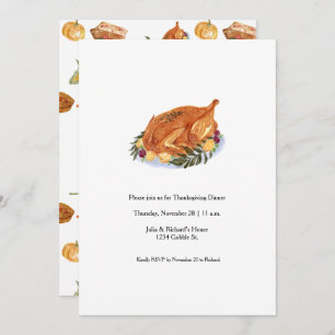 Simple Thanksgiving Turquie Diner Invitation