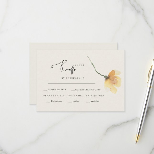 Simple Tige Florale Jaune Crème RSVP  (Devant/Arrière en situation)