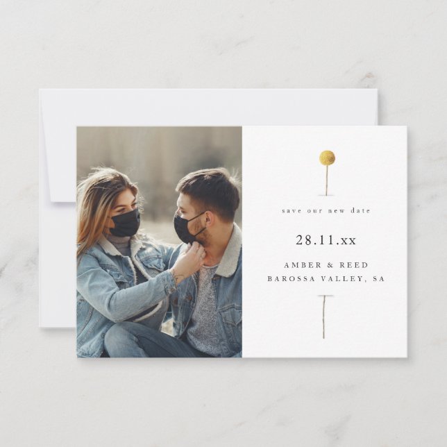 Simple tige florale Retarder la date Invitation ph (Devant)