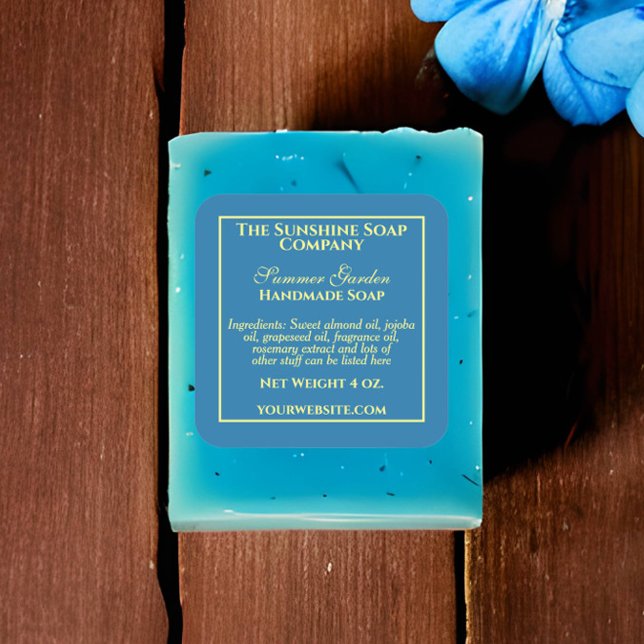 Simple turquoise bleu et jaune étiquette de cosmét (Créateur téléchargé)