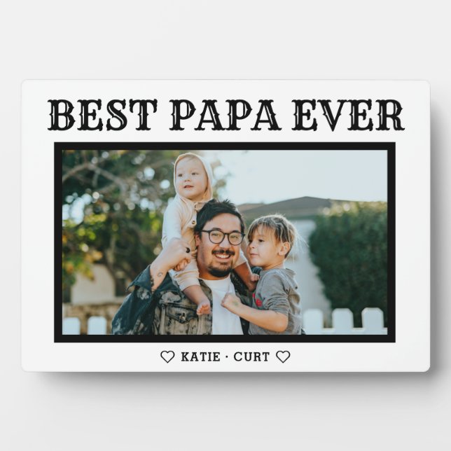 Simple Typographie Best Papa Ever Plaque photo (Devant)