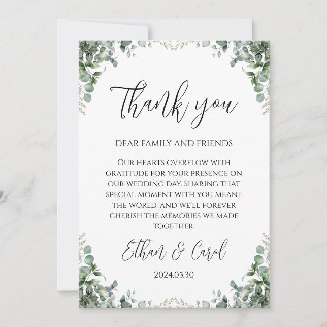 simple typographie mariage cartes de remerciements (Devant)