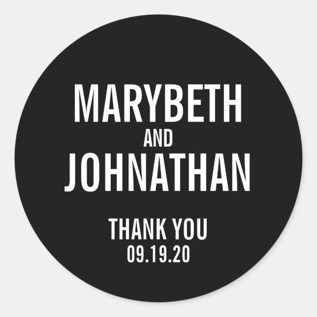 Simple Typographie Mariage Favor Merci Sticker (Devant)