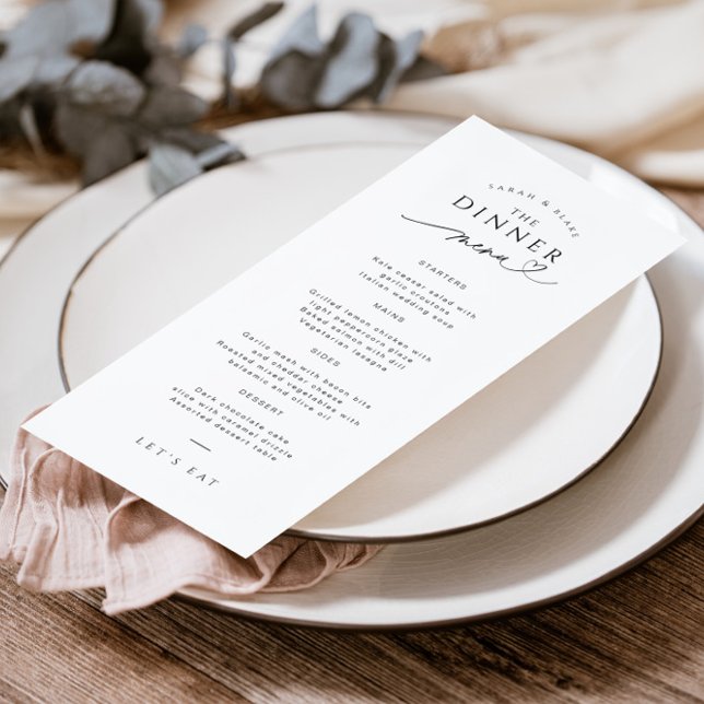 Simple Typographie Mariage noir et blanc Menu (Créateur téléchargé)