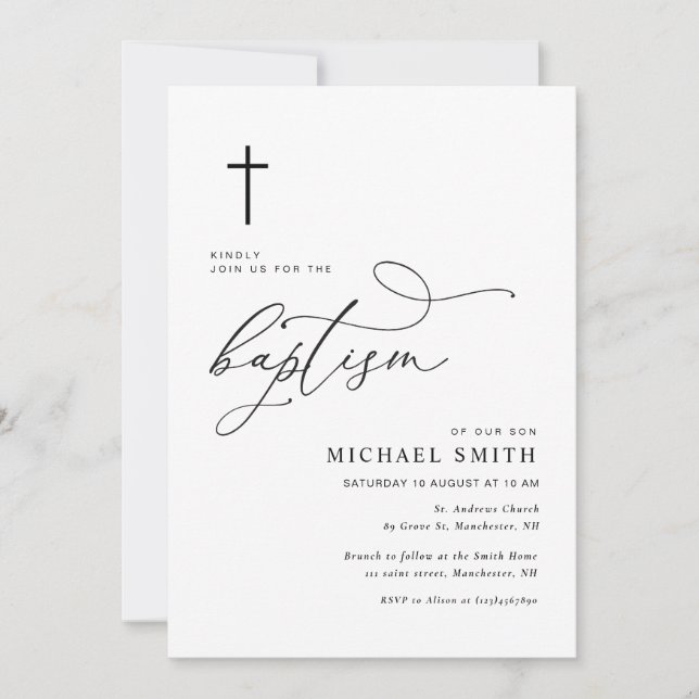 simple typographie mnimal baptism invitation (Devant)