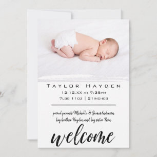 Simple Unisex Welcome Photo Faire-part de naissanc