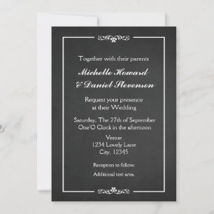 Simple Vintage Chalk Mariage Élégant Invitation