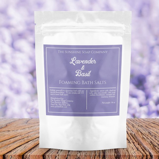 Simple violet blanc imperméable Étiquette produit (Créateur téléchargé)