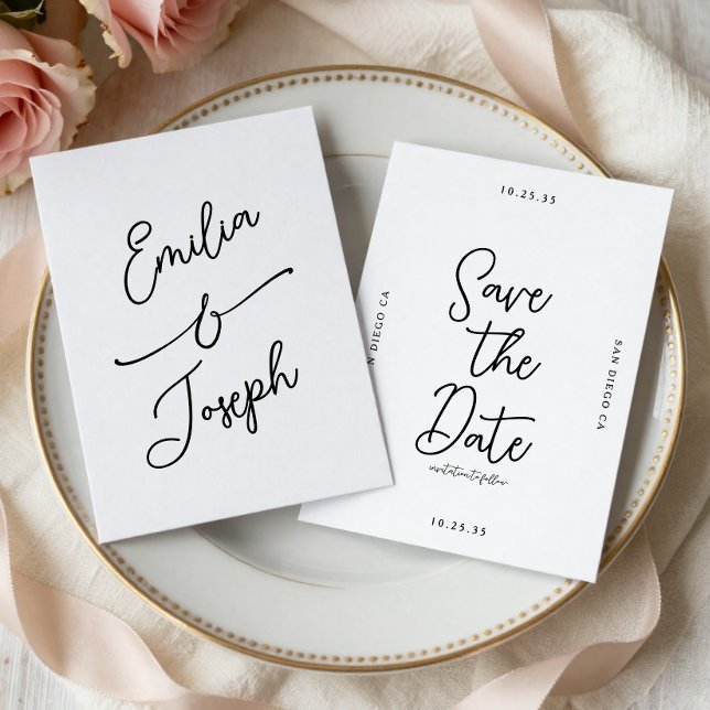 Simple Whimsical Handwritten Save the Date Wedding (Créateur téléchargé)