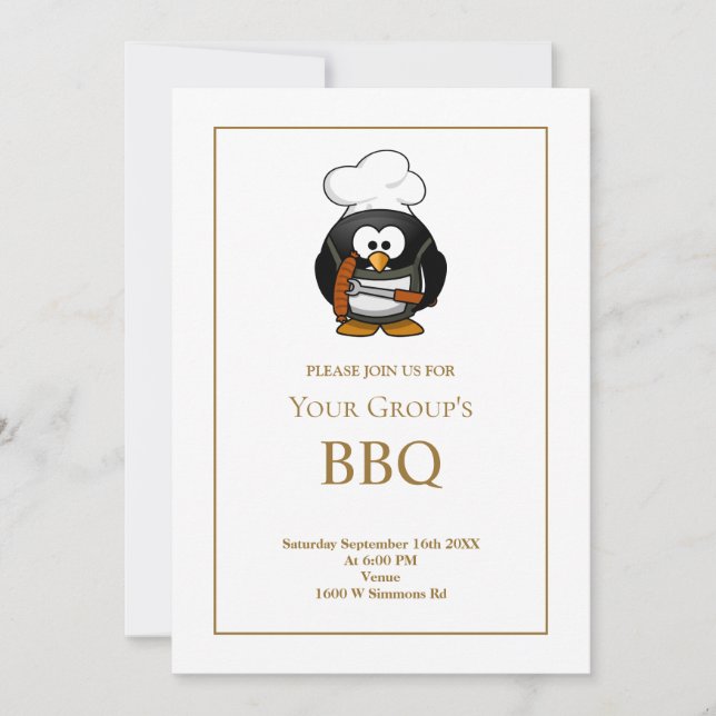 Simple White Funny BBQ Party Invitation (Devant)