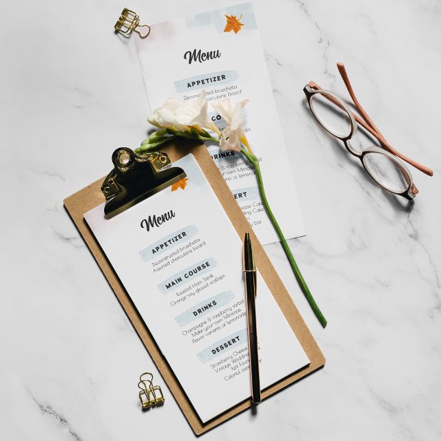 Simple White Modern Wedding Menu  (Créateur téléchargé)
