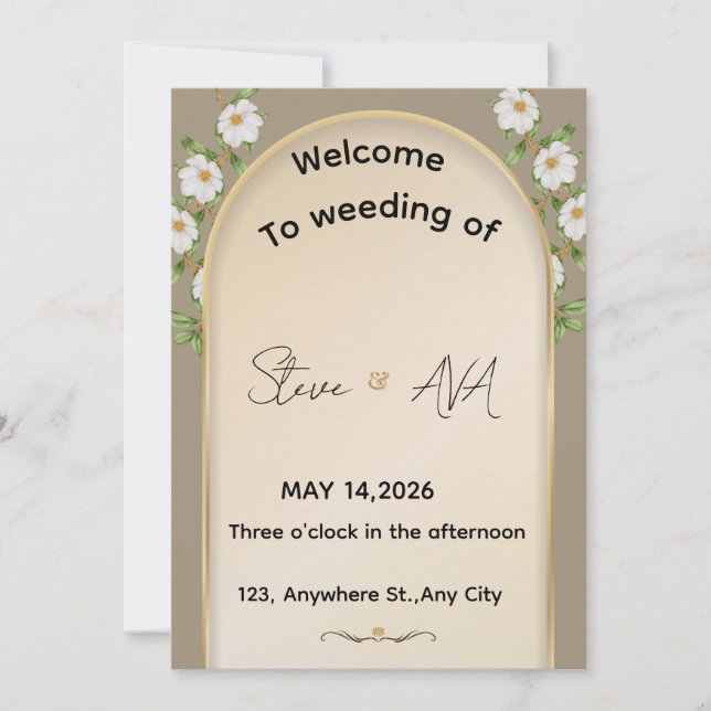 Simple White Wedding Invitation (Devant)