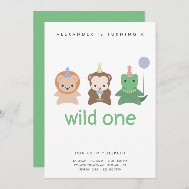 Simple Wild One First Birthday Party Invitation (Devant / Derrière)