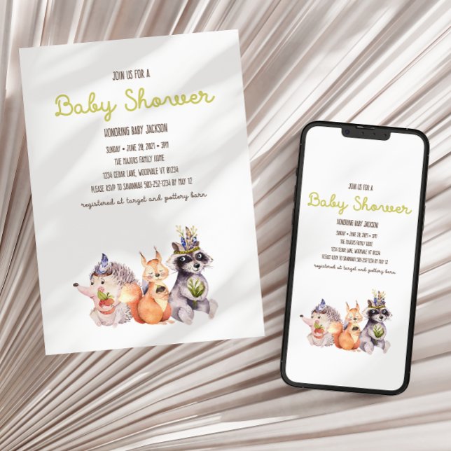 Simple Woodland Rustic Baby shower Invitation (Créateur téléchargé)