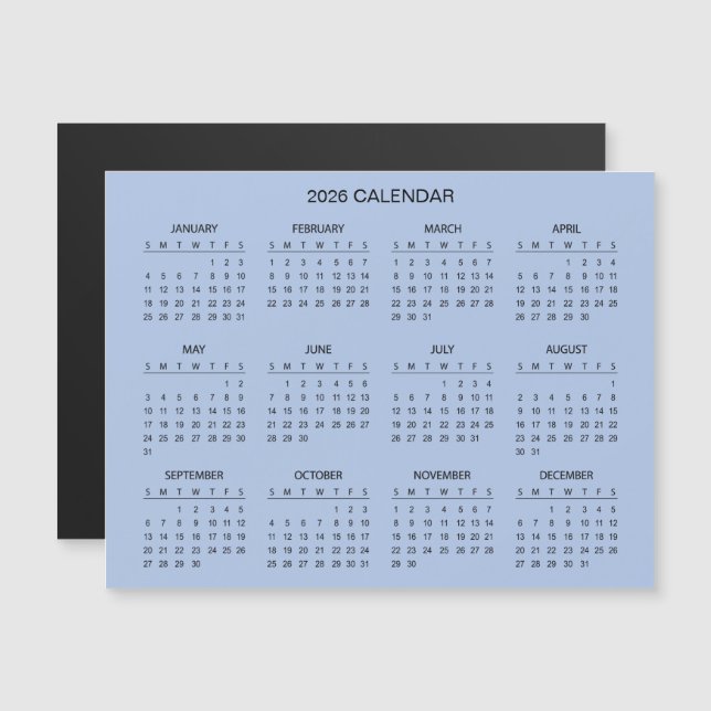 Simple Yet Elegant 2026 Calendar | Magnet (Devant / Derrière)