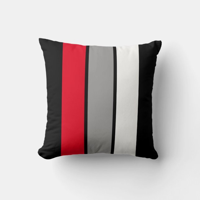 Simplement Coussin Décoratif Rouge à Rayures 3 Ban (Recto)