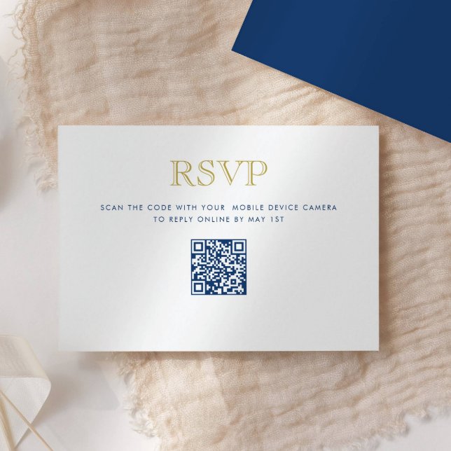 Simplement Élégant, Carte de Réponse Code QR Bleu  (Créateur téléchargé)