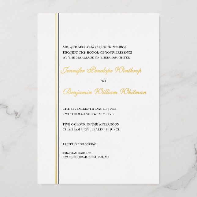 Simplement Elegant Faire-part de mariage Gold Foil (Recto)